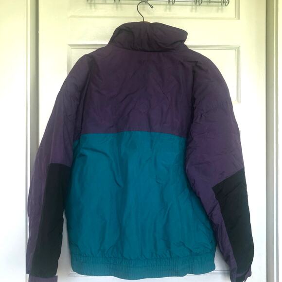 VTG 90s Obermeyer Zephyr Colorblock Ski Jacket Purple Teal Men’s L Outdoor Retro - Picture 2 of 12